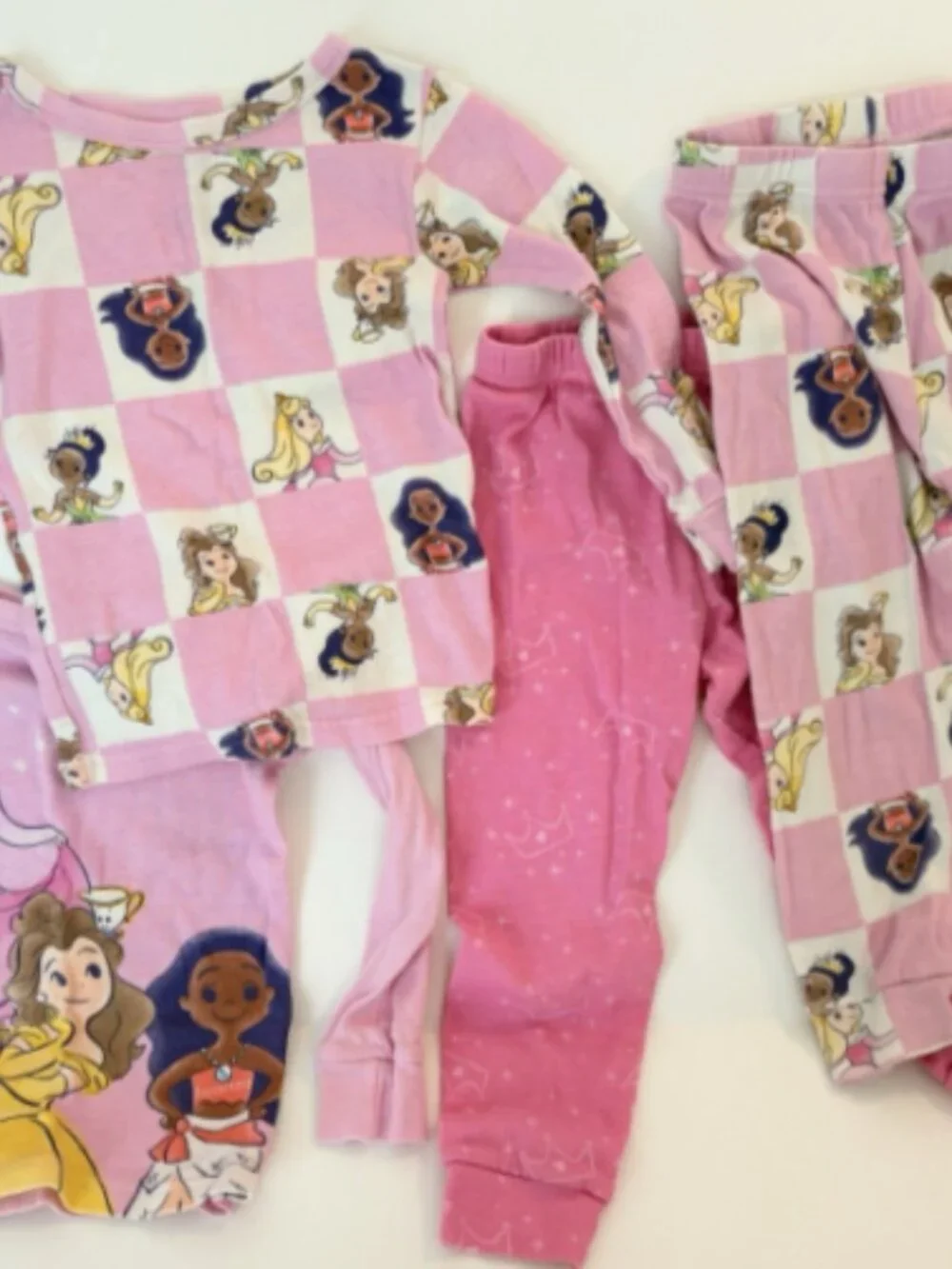 Disney Princess Pajama Set Lot 4 Girls 4T Pink Mix & Match 100% Cotton Sleepwear
